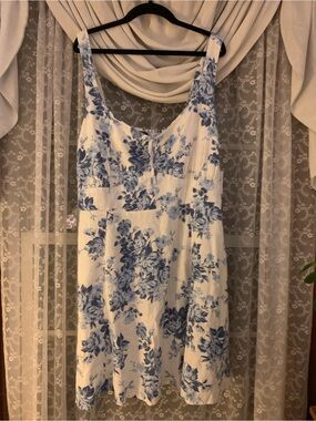 Old Navy White Dress with Blue Floral Print
